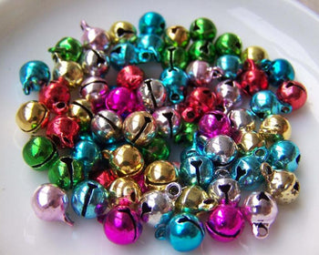 Accessories - 50 Pcs Of Metal Painted Bell Charms Mixed Color 6mm A3856