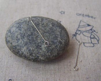 Accessories - 50 Pcs Of Platinum Plated Steel Double Sided Eye Pins  25mm -------- 28gauge A4997