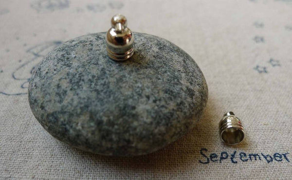 Accessories - 50 Pcs Of Platinum White Gold Tone Brass Bead Tassel Caps Cord Ends Charms 6x8.5mm A5451