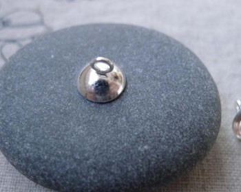Accessories - 50 Pcs Of Silver Tone Brass Bead Caps Charms With Loop 8x8mm A7607