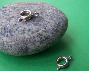 Accessories - 50 Pcs Of Silver Tone Brass Spring Ring Clasps 6mm  A3497