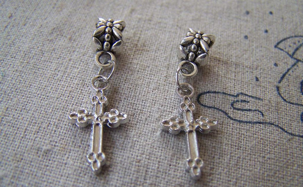 Accessories - 50 Pcs Of Silver Tone Cross Charms  11x21mm A2354