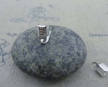 Accessories - 50 Pcs Of Silver Tone Fold Over Crimp Head Clasps Bead Tips Size  5x9mm A2121