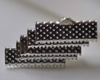 Accessories - 50 Pcs Of Silver Tone Iron Ribbon Ends Clamps Fasteners Clasps   20mm A7814