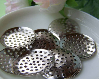 Accessories - 50 Pcs Of Silvery Gray Nickel Tone Multiple Hole Round Spacer 25mm A4463