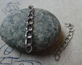 Accessories - 50 Pcs Of Silvery Gray Nickel Tone Steel Precut Extension Chain  Link  3mm A5491