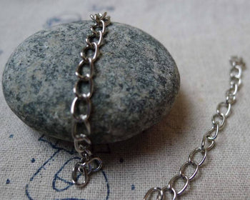 Accessories - 50 Pcs Of Silvery Gray Nickel Tone Steel Precut Extension Chain  Link   A5492
