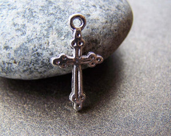 Accessories - 50 Pcs Of Tibetan Silver Antique Silver Cross Charms  11x21mm A872