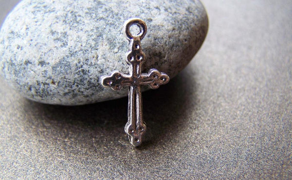 Accessories - 50 Pcs Of Tibetan Silver Antique Silver Cross Charms  11x21mm A872