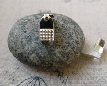 Accessories - 50 Pcs Silver Tone Fold Over Crimp Head Clasps Bead Tips Size  6x12mm A6319