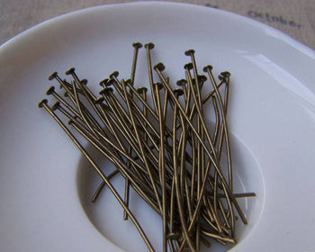 Accessories - 500 Pcs Of Antique Bronze Headpins 40mm--- 20gauge A3250