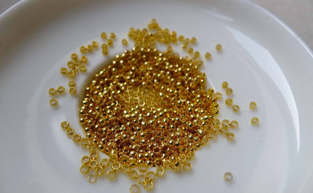 Accessories - 500 Pcs Of Gold Tone Brass Crimp Beads 2mm A5670