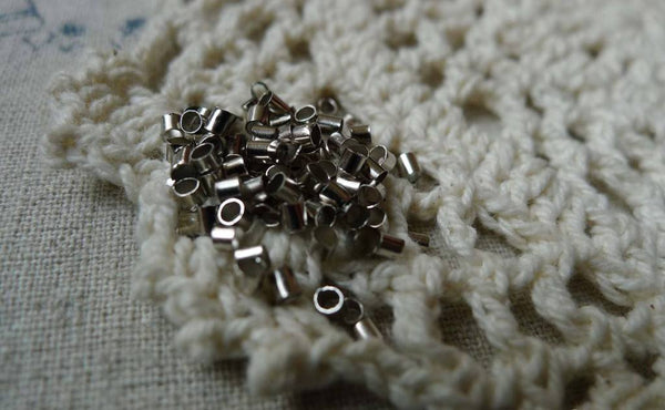 Accessories - 500 Pcs Of Silvery Gray Nickel Tone Brass Crimp Tubes 2mm A5674