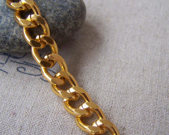 Accessories - 6.6 Ft (2m) Gold Tone Aluminium Thick Curb Chain Unsoldered Links 9x11.5mm A4532