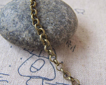 Accessories - 6.6ft (2m) Antique Bronze Brass Rollo Chain For Necklaces And Bracelets Unsoldered Links A5402