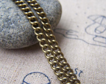 Accessories - 6.6ft (2m) Of Antique Bronze Brass Thick Curb Chain Link Size 3.5mm A2033