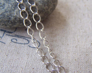 Accessories - 6.6ft (2m) Of Platinum White Gold Tone Brass Curb Chain 3.1mm A4436