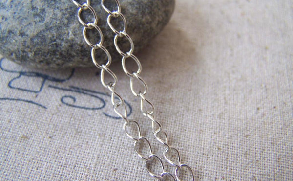 Accessories - 6.6ft (2m) Of Platinum White Gold Tone Brass Curb Chain 3.1mm A4436