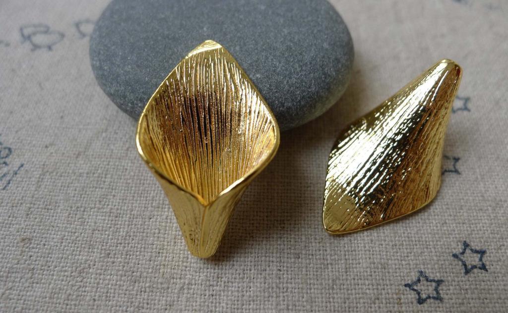 Accessories - 6 Pcs Anti Tarnish 16K Gold Tone Brass Calla Lily Flower Bead Caps 15x26mm A7129