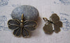 Accessories - 6 Pcs Antique Bronze Butterfly Pendants 32x42mm A5060