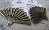 Accessories - 6 Pcs Antique Bronze Chandelier Folding Fan Charms Connector 42x57mm A3458