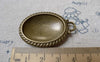 Accessories - 6 Pcs Antique Bronze Oval Pendant Tray, Coiled Edge Bezel Settings Match 22x30mm Cabochon A7248
