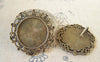 Accessories - 6 Pcs Antique Bronze Round Cameo Base Settings Back Loop Match 25mm Cabochon A5422