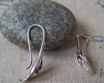 Accessories - 6 Pcs Antique Silver Brass Calla Lily Flower Hook Earwire Charms 11x25mm  A3584