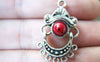 Accessories - 6 Pcs Antique Silver Red Turquoise Chandelier Earring Drops Pendant Charms 17x30mm A990