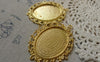 Accessories - 6 Pcs Gold Pendant Tray Base Settings Blank Bezel Match 30x40mm Cabochon Cameo A6261