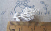 Accessories - 6 Pcs Matte Silver Brass 3D Filigree Rose Flower Pendants    15x24mm  A2445
