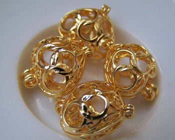 Accessories - 6 Pcs Non Tarnish 16K Gold Color Heart Wish Box Retro Olympic Rings Pendants  16x19mm A2265