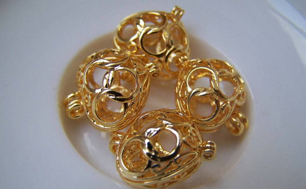 Accessories - 6 Pcs Non Tarnish 16K Gold Color Heart Wish Box Retro Olympic Rings Pendants  16x19mm A2265