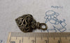 Accessories - 6 Pcs Of Antique Bronze 3D Filigree Swirly Flower Coiled Heart Pendants 20x31mm A6858