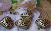 Accessories - 6 Pcs Of Antique Bronze 3D Filigree Swirly Heart Pendants  20x20mm A3018