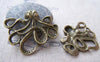 Accessories - 6 Pcs Of Antique Bronze 3D Octopus Charms Pendants 36x44mm A643