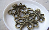 Accessories - 6 Pcs Of Antique Bronze 3D Octopus Charms Pendants 36x44mm A643