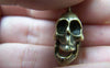 Accessories - 6 Pcs Of Antique Bronze 3D Skull Pendants Charms With Movable Jaw Size 11x18x20mm A2937