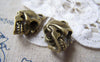 Accessories - 6 Pcs Of Antique Bronze 3D Skull Pendants Charms With Movable Jaw Size 11x18x20mm A2937