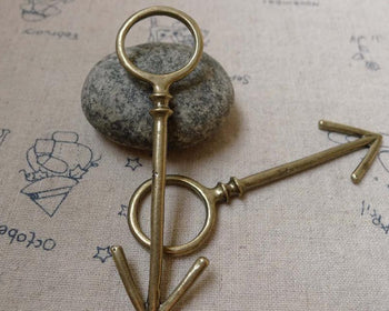 Accessories - 6 Pcs Of Antique Bronze Arrow Key Pendants Charms 23x80mm A6057