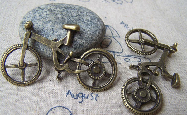 Accessories - 6 Pcs Of Antique Bronze Bike Bicycle Pendants Charms 30x52mm A926