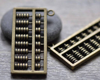 Accessories - 6 Pcs Of Antique Bronze Chinese Abacus Pendants Charms 23x49mm A7778