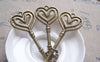 Accessories - 6 Pcs Of Antique Bronze Double Heart Key Pendants Huge Size 31x69mm A1051
