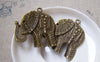 Accessories - 6 Pcs Of Antique Bronze Elephant Pendants 40x40mm A3466
