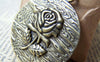 Accessories - 6 Pcs Of Antique Bronze Embossed Rose Flower Round Pendants Huge Size 38mm A1636
