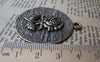 Accessories - 6 Pcs Of Antique Bronze Embossed Rose Flower Round Pendants Huge Size 38mm A1636