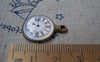Accessories - 6 Pcs Of Antique Bronze Enamel Clock Charms Small Size 18x23mm A473