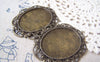 Accessories - 6 Pcs Of Antique Bronze Filigree Oval Cameo Base Bezel Settings Match 30x40mm  A4671