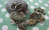 Accessories - 6 Pcs Of Antique Bronze Filigree Owl Pendants Charms 25x50mm A145