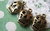 Accessories - 6 Pcs Of Antique Bronze Filigree Skull Pendants 16x18mm A4521